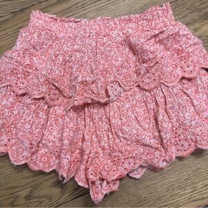 American Eagle Outfitters Coral Floral Lace Shorts